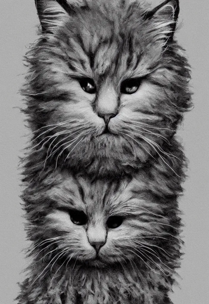 Image similar to fluffy cat with afro comb t - shirt design, by jules julien, dark grisaille monochrome neon spraypaint, ironic surrealism, hypebeast