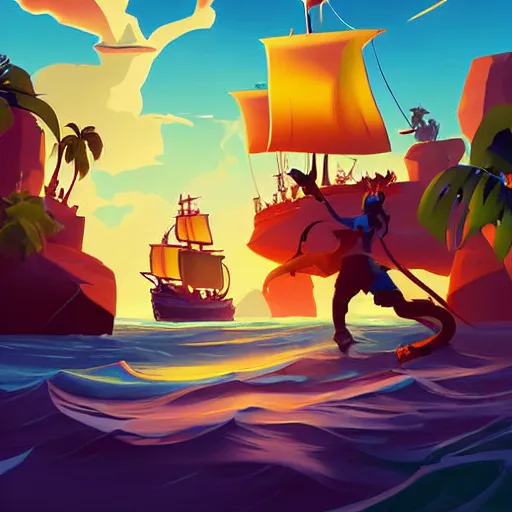 Image similar to painting treasure on sea of thieves game smooth median photoshop filter cutout vector, behance hd by jesper ejsing, by rhads, makoto shinkai and lois van baarle, ilya kuvshinov, rossdraws global illumination