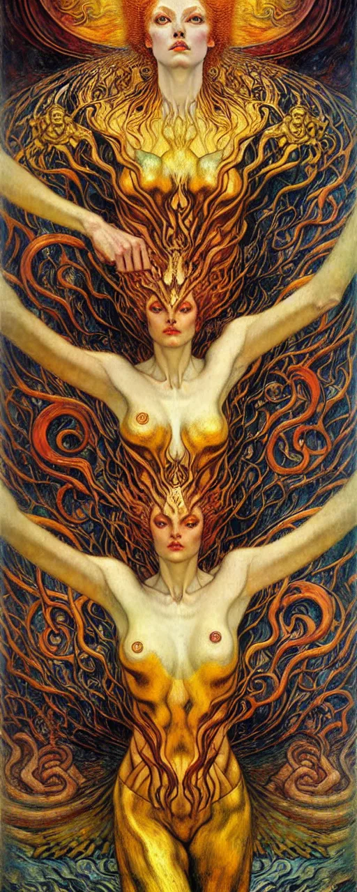 Image similar to Divine Chaos Engine by Karol Bak, Jean Delville, William Blake, Gustav Klimt, and Vincent Van Gogh, symbolist, visionary