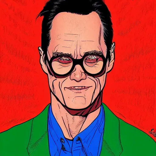 Image similar to “ jim carrey retro minimalist portrait by jean giraud, moebius starwatcher comic, sharp, smooth face, 8 k ”