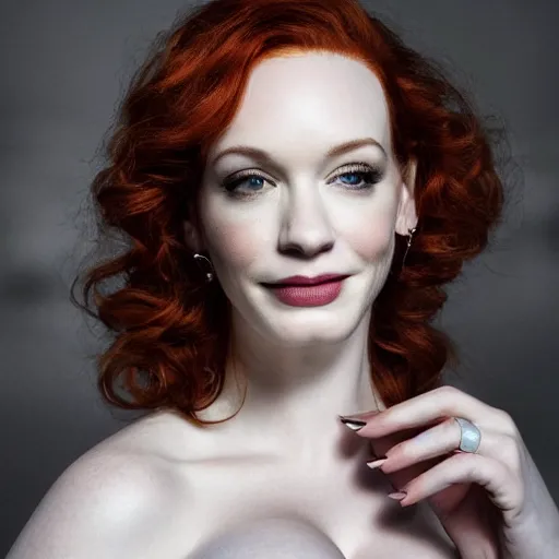 Prompt: portrait of Christina Hendricks the style of Annie Leibovitz award-winning, detailed, 82 mm sigma art, close up