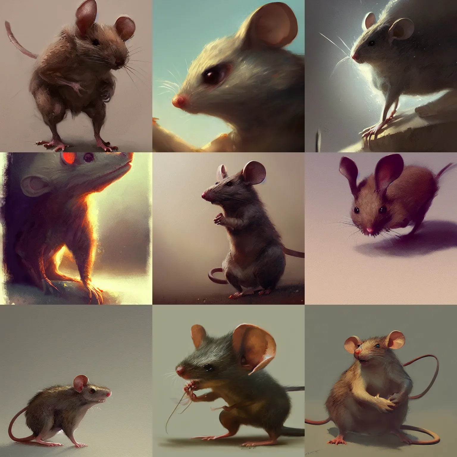 Prompt: mouse creature by greg rutkowski, trending on artstation, favorites on deviantart, high quality art. artwork masterpieces, award winning