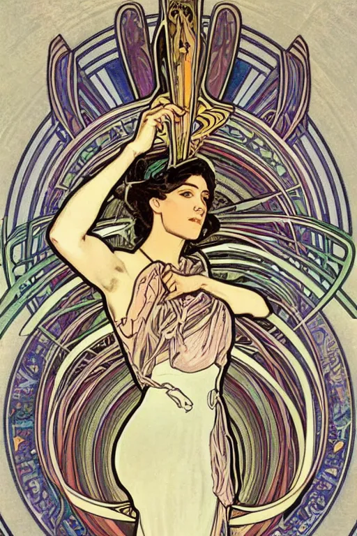 Image similar to Alexandria Ocasio-Cortez art nouveau Alphonse Mucha