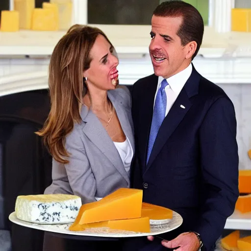 Image similar to Hunter Biden addicted to cheese, highly detailed photo