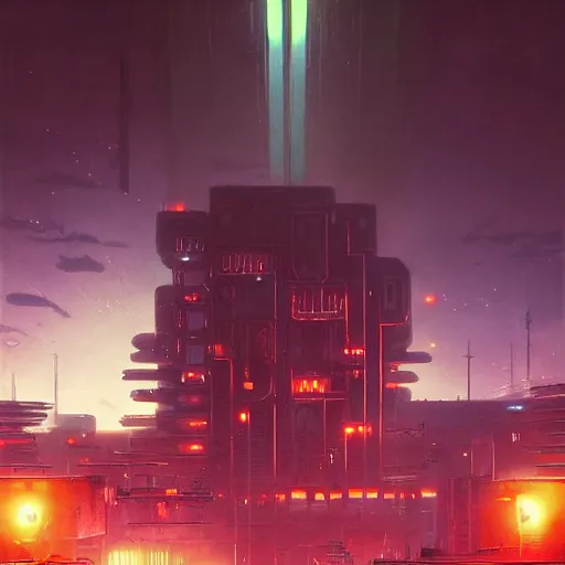 Image similar to highly detailed brutalist architecture city, star wars imperial style, neon lights, dramatic sky, stephen bliss, unreal engine, fantasy art by greg rutkowski, loish, rhads, ferdinand knab, makoto shinkai, ilya kuvshinov, rossdraws, global illumination, radiant light, detailed and intricate environment