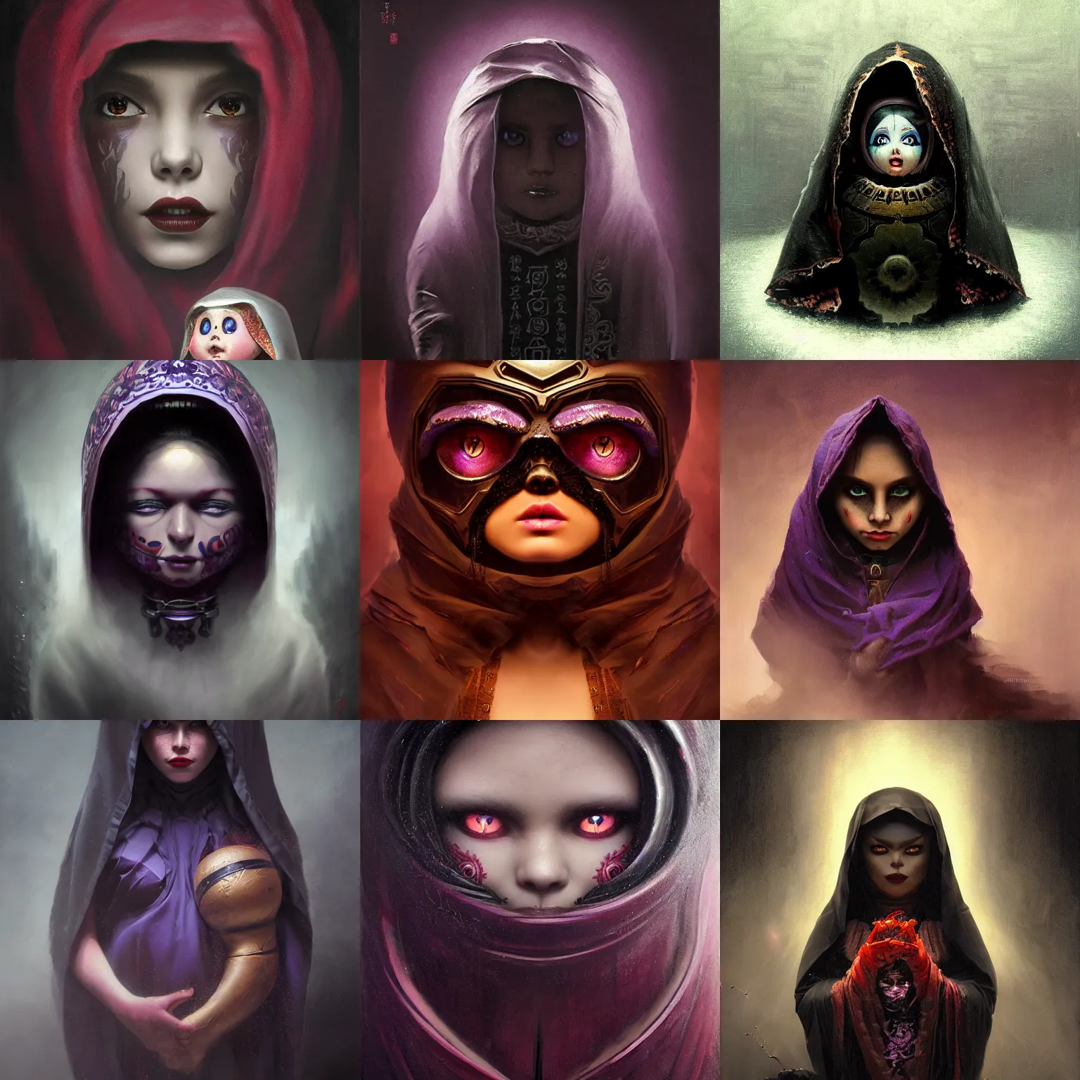 Prompt: a deep shadow matryoshka entity with deep purple eyes, completely dark, dark shadow, no color, with black magic powers, ultra realistic, 8 k, organic painting, trending on artstation, by huang guangjian, gil elvgren, ruan jia, randy vargas, greg rutkowski