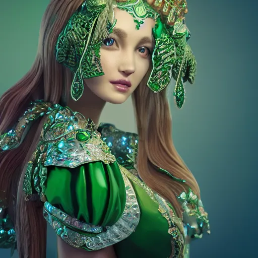 Image similar to wonderful princess of emerald with fair skin, ornate 8 k gorgeous intricate detailed, accent lighting, dramatic light, octane render