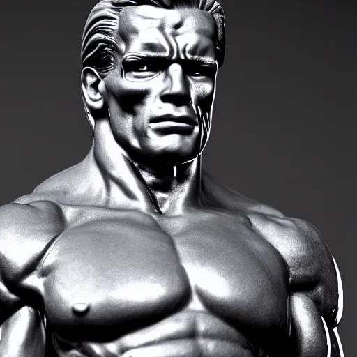 Image similar to marble statue of arnold schwarzenegger as the terminator, ultrarealistic, detailed, 8 k