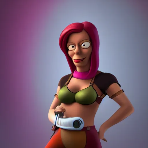 Prompt: a portrait of Leela from Futurama, concept art, trending on artstation 3D.