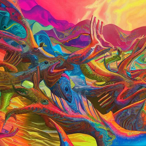 Image similar to a painting of the genesis, colorful, detailed, trending on artstation