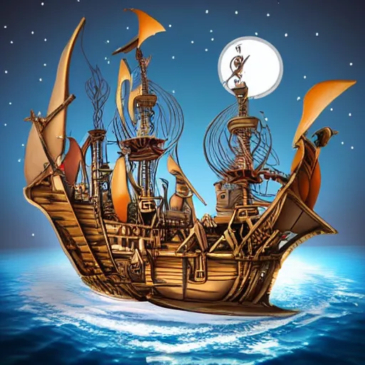 Image similar to a pirate ship revolving in the orbit of the earth