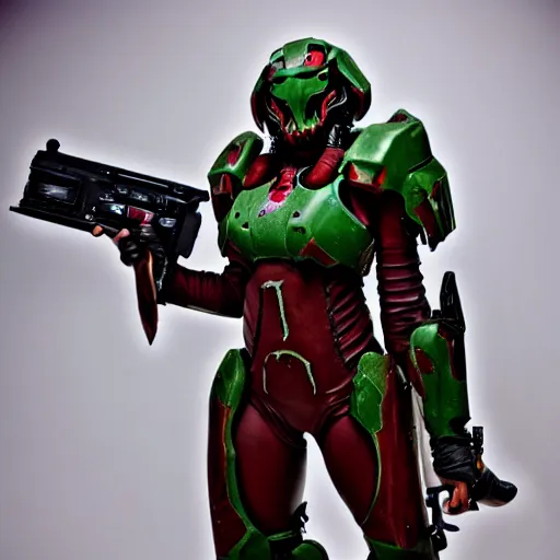 Image similar to doom slayer from doom eternal cosplay, photography, 9 0 s