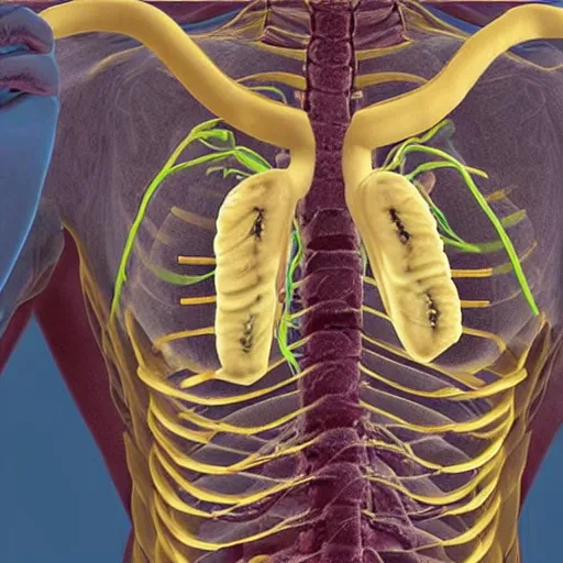 Image similar to Chest CT showing a banana lodged in the upper mediastinum