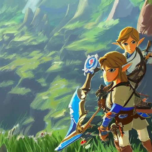 Image similar to a digital painting of The Legend of Zelda: Breath of the wild trending on art station