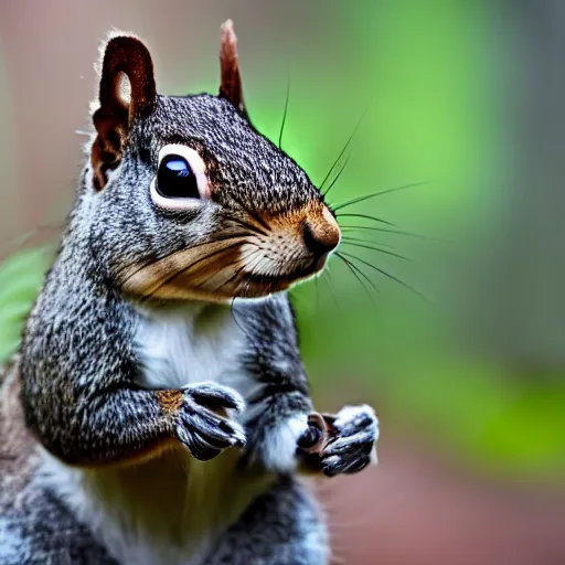 Image similar to award winning mational geographic photo of a squirrel wearing a tuxedo