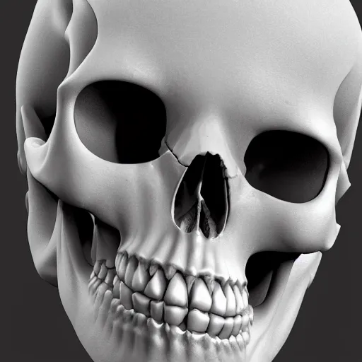 Prompt: a porcelain human skull, highly detailed, global illumination, ray tracing, blue cracks, ornate