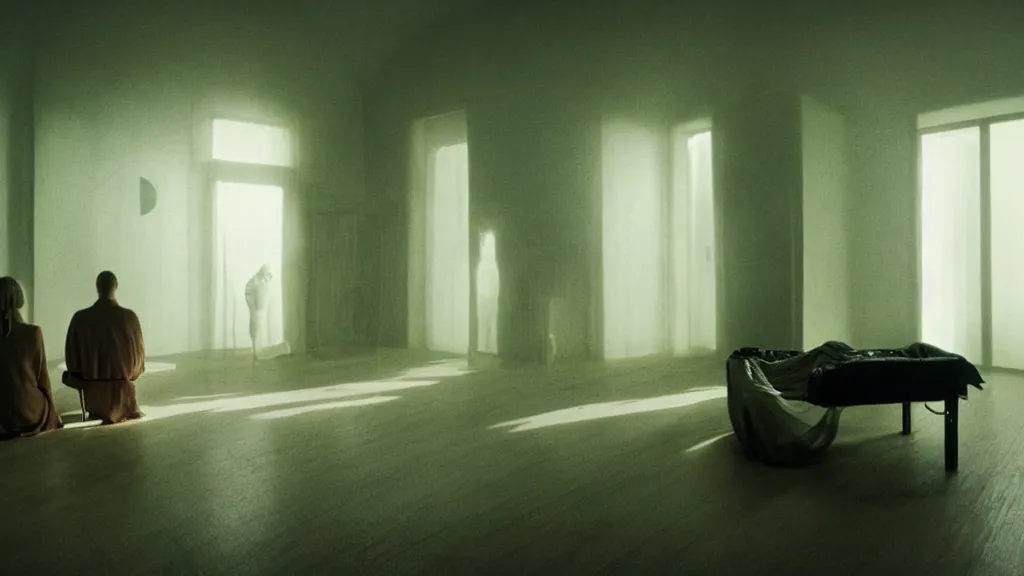 Image similar to the house that makes you feel alone, film still from the movie directed by denis villeneuve and david cronenberg with art direction by salvador dali