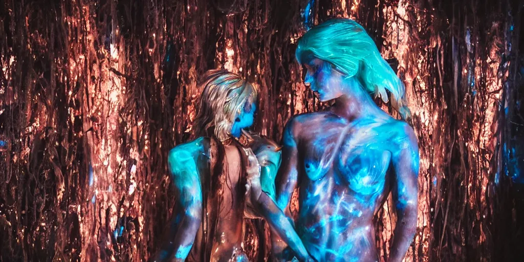 love, people with glowing body paint, rebirth, Stable Diffusion