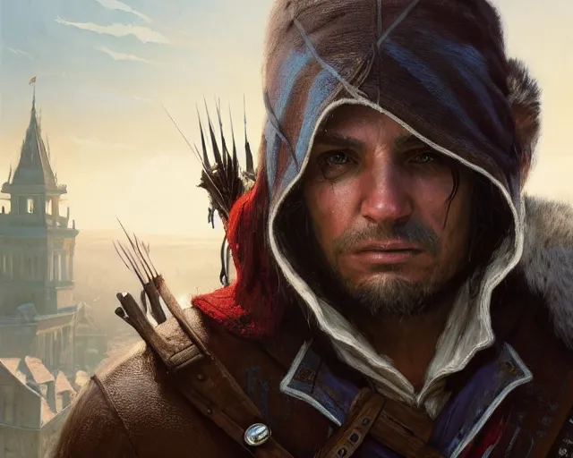 Prompt: highly detailed portrait of eddie spears as an assassin, in assassin's creed 3, stephen bliss, unreal engine, fantasy art by greg rutkowski, loish, rhads, ferdinand knab, makoto shinkai and lois van baarle, ilya kuvshinov, rossdraws, tom bagshaw, global illumination, radiant light, detailed and intricate environment