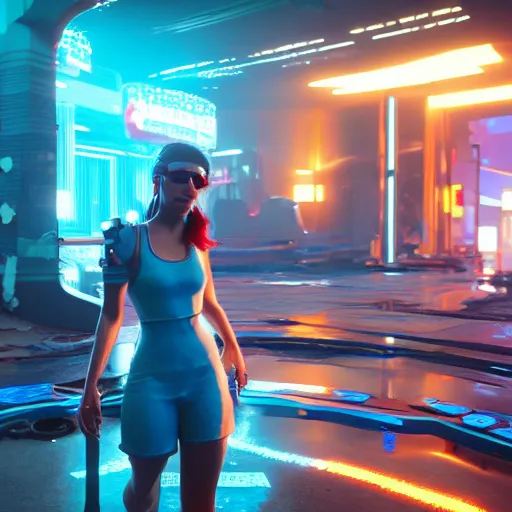 Image similar to Smurfette in cyberpunk 2077 unreal engine 5 8k hyperdetailed