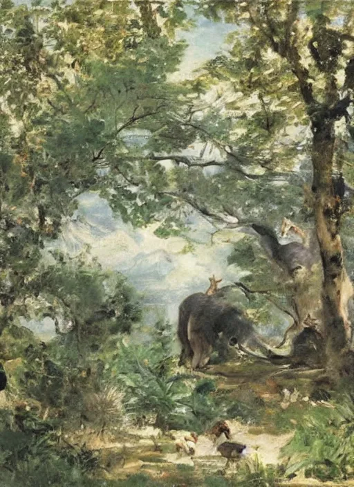 Prompt: artwork painting of a zoo exhibit by eugene von guerard, ivan shishkin, john singer sargent