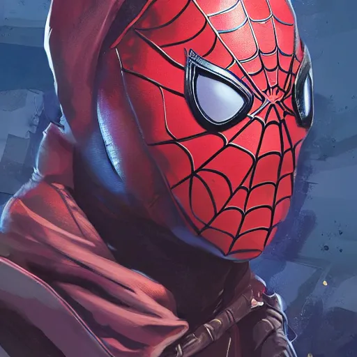 Image similar to spiderman as apex legends character, digital illustration portrait design, by android jones and greg rutkowski, retrowave color scheme, detailed, cinematic lighting, wide angle action dynamic portrait