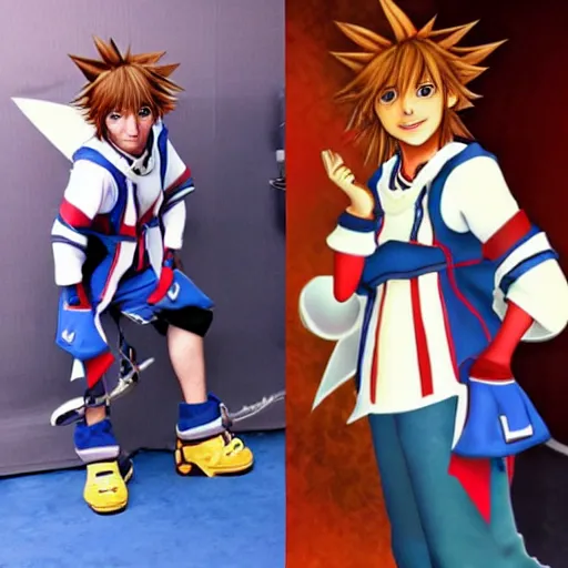 Prompt: sora cosplay by jerry seinfeld!!!!!!!!!!!!, kingdom hearts