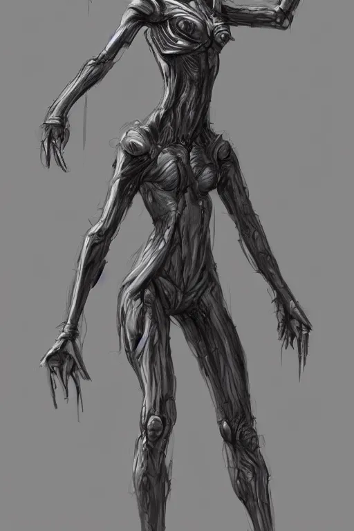 Image similar to full body alien female concept art, humanoid form, insect based, digital art, in the style of ben lol, brian sum, ramil sunga, herbert lowis, furio tedesschi, christopher cao, frederic daoust, joe botardo, artstation, pinterest, deviantart, photoshop, unreal engine