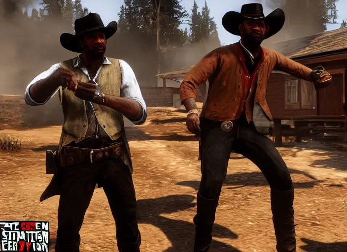 Prompt: stephen a smith in red dead redemption, ps 4 gameplay
