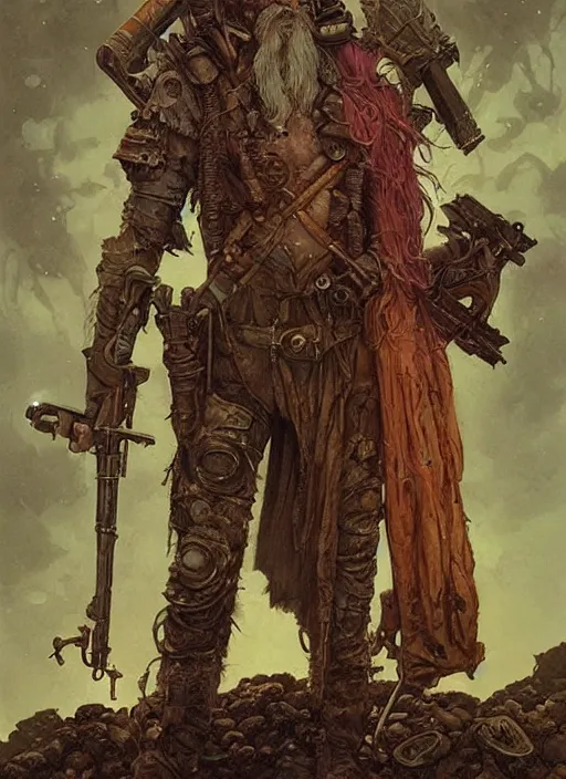 Prompt: hyper realistic photography portrait of postapocalyptic medieval religious occult amazon cinematic, brom, moebius, juan gimenez, peter mohrbacher, james gurney