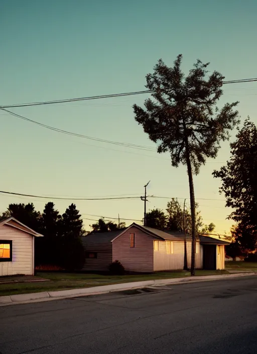 Image similar to a detailed photographic render of a 1 9 5 0 s american suburb at sunset by todd hido, photoreal, 4 k