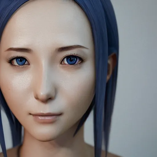 Image similar to rimuru looking into the camera, beautiful face, ultra realistic, fully clothed, intricate details, highly detailed, 8 k, photorealistic, octane render, unreal engine, photorealistic, portrait