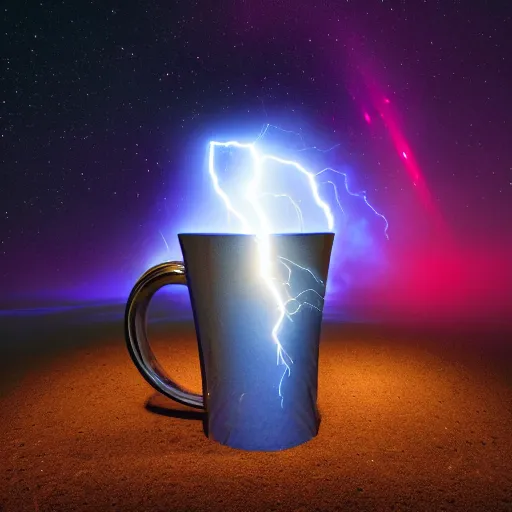 Prompt: award-winning photo of a magic mug of pure energy