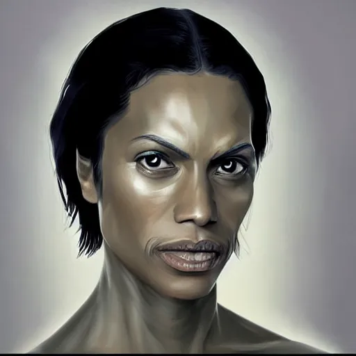 Prompt: “realistic portrait of Rosario Dawson as Ashoka Tano (star wars), digital art”