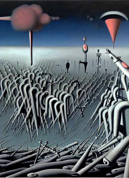 Image similar to apocalypse machine detailed painting by yves tanguy