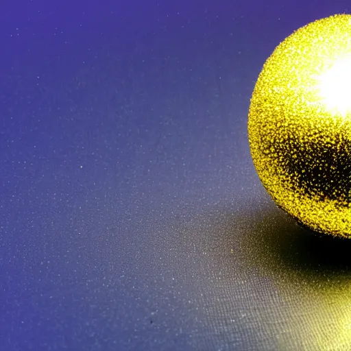 Image similar to a ball of gold nanoparticles, illuminated by a red laser beam