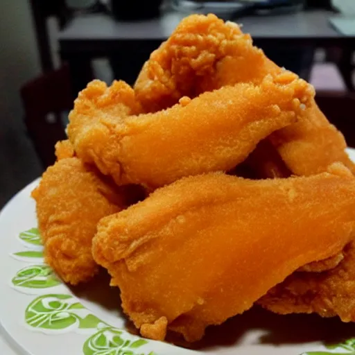 Prompt: jello shaped like fried chicken