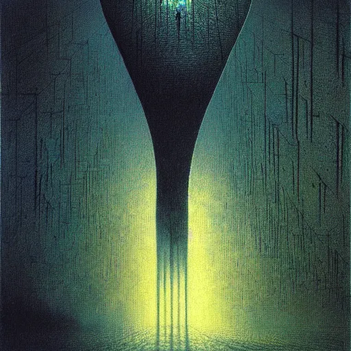 Image similar to hundreds flying birds, shining light, by beksinski, shining light, strong perspective, clear geometry, architecture, Award winning. Masterpiece, detailed illustration