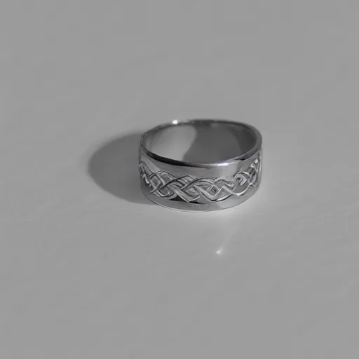 Prompt: perfect studio photography of a celtic ring on a white surface