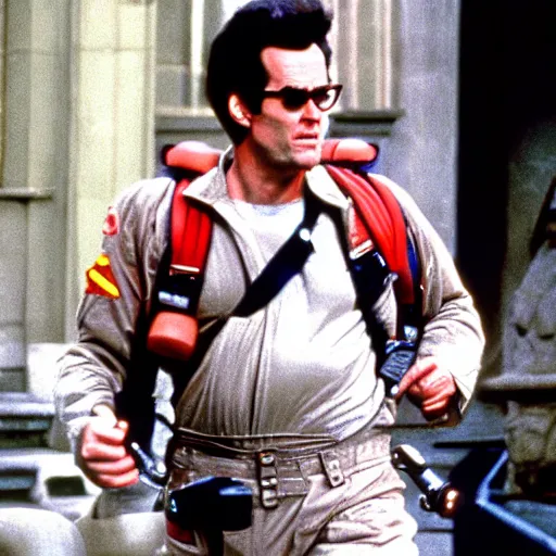 Image similar to Jim Carrey as Egon Spengler in the movie Ghostbusters