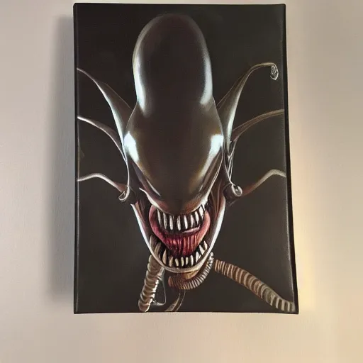 Prompt: oil painting of a xenomorph gieger style