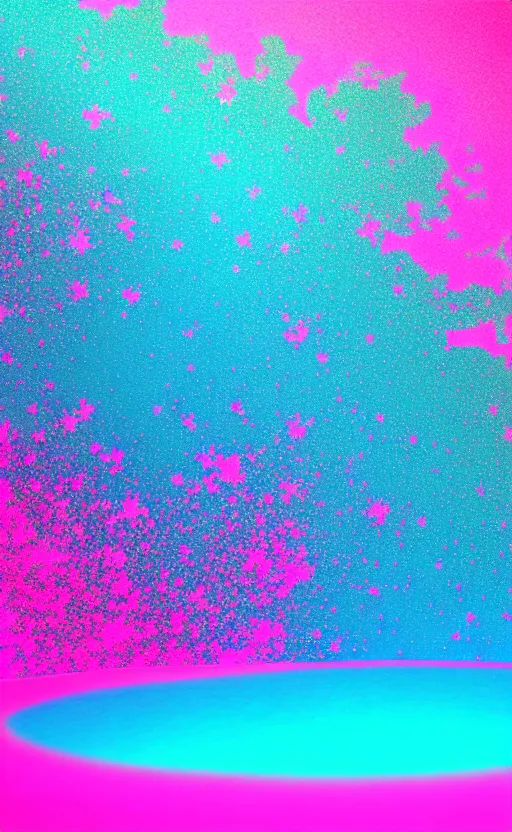 Image similar to neon pink and blue vaporwave world with glittery pools, masterpiece, 4k, digital art