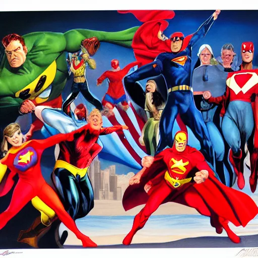 Image similar to a super hero by alex ross