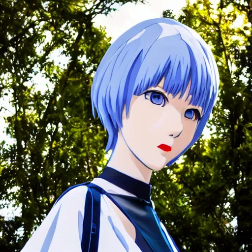 Prompt: beautiful and natural 5 0 mm candid photo of real life rei ayanami