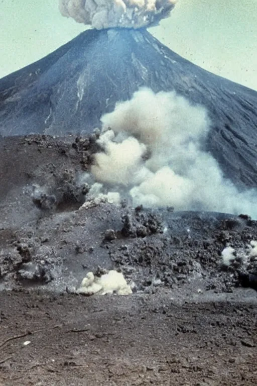 Image similar to last cinematic photograph volcano erupted found photograph