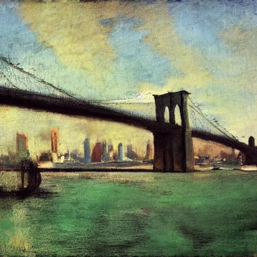 Prompt: painting of the brooklyn bridge by Edgar Degas