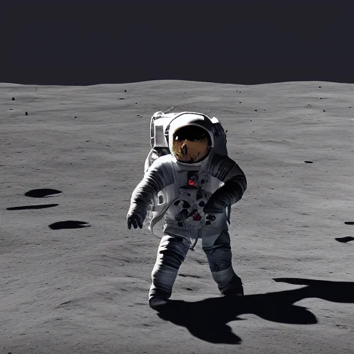 Image similar to leonardo da vinci himself landing on the moon, photorealistic, unreal engine 5