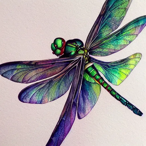 watercolor dragonfly by anna dittmann, by marco | Stable Diffusion ...