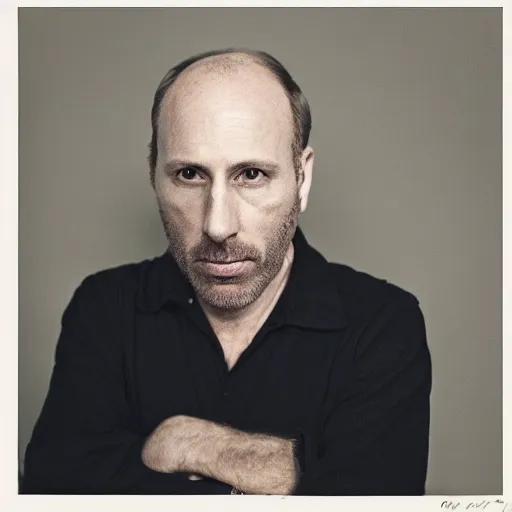 Image similar to portrait of a middle aged balding white male model By Emmanuel Lubezki