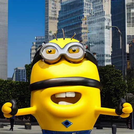 Prompt: jeff koons sculpture of a minion